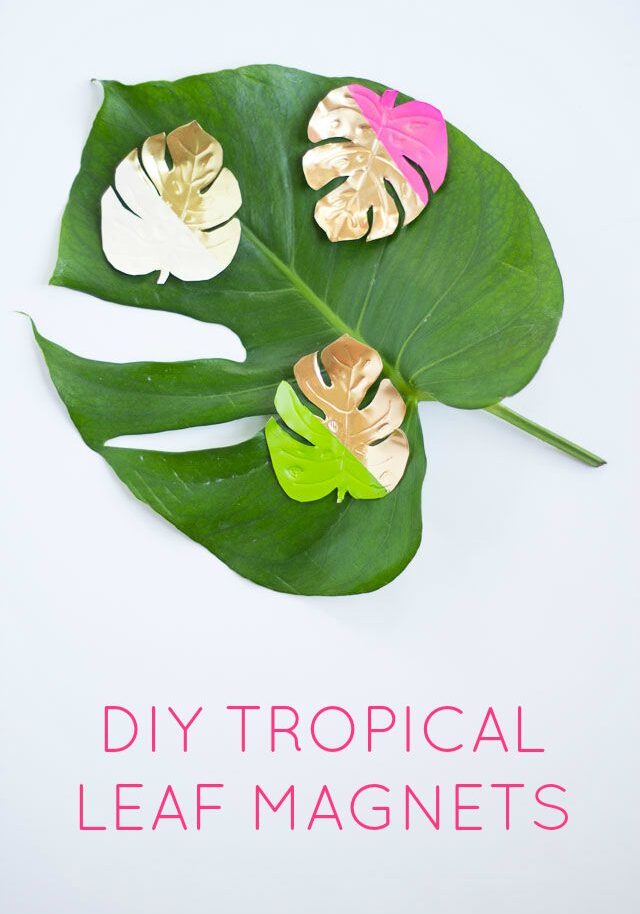 DIY Gold Tropical Leaf Magnets