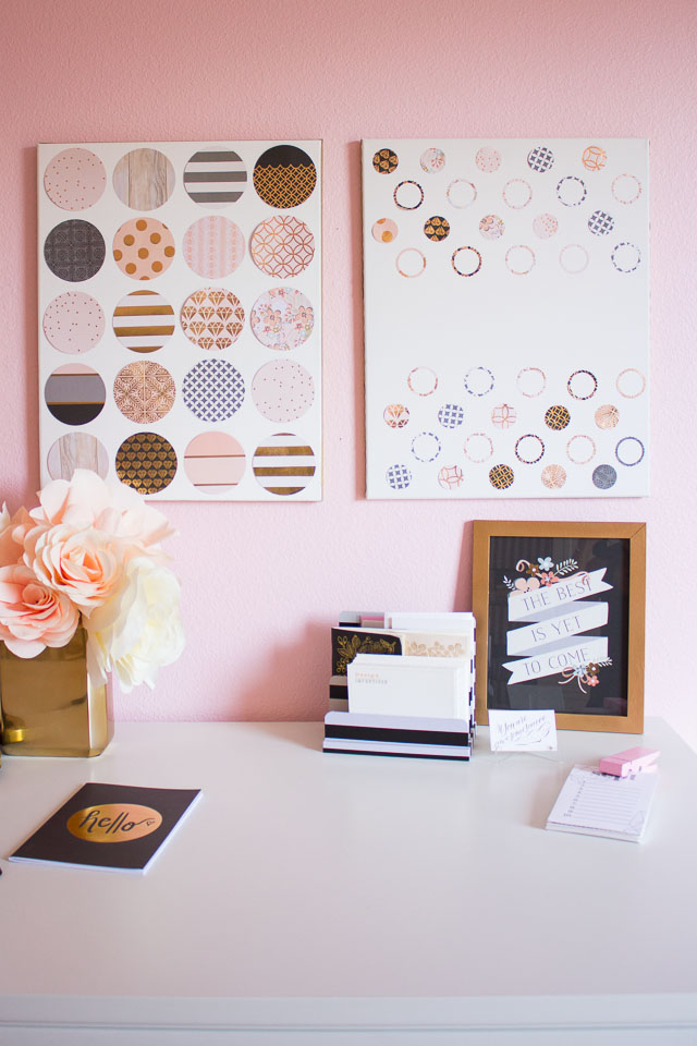 Make your own wall art in minutes with canvas, cardstock, and a paper punch!