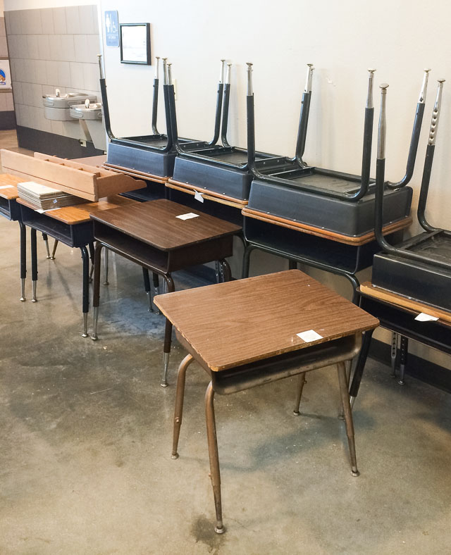 old classroom desks