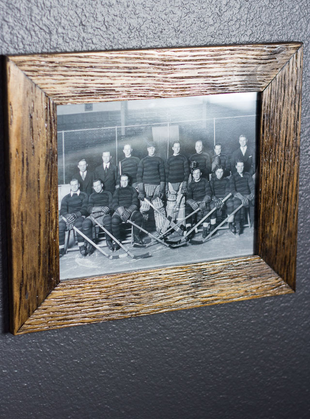 Vintage hockey themed man cave