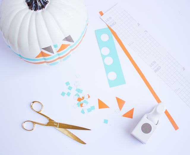 Use colorful vinyl shapes to create a modern geometric pumpkin!