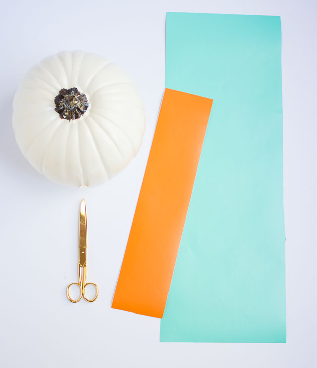 Use colorful vinyl shapes to create a modern geometric pumpkin!