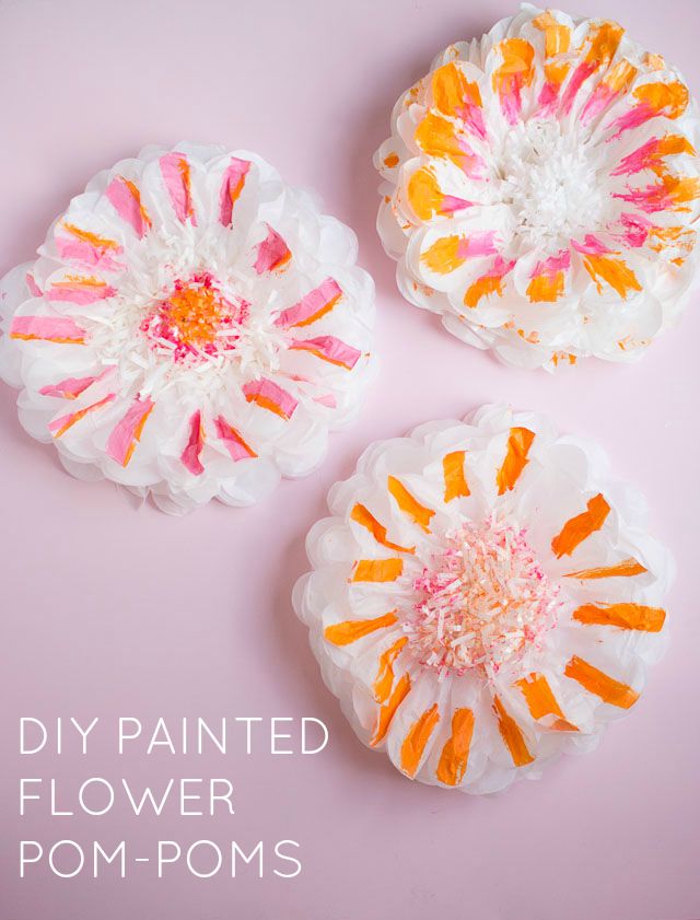 DIY Painted Flower Pom-Poms DIY Painted Flower Pom-Poms