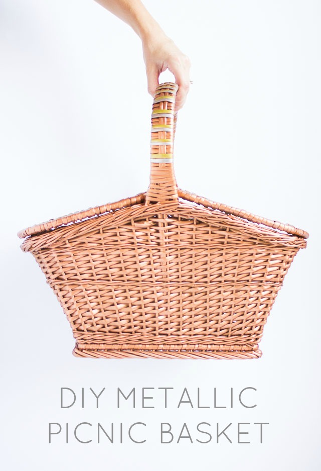 Give a plain wicker picnic basket a mixed metallic makeover! Give a plain wicker picnic basket a mixed metallic makeover!