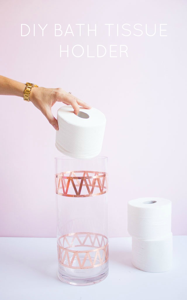 Transform an old vase into chic toilet paper storage! Transform an old vase into chic toilet paper storage!