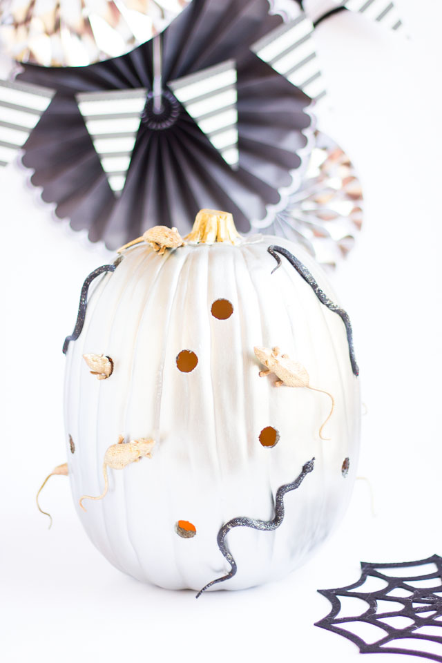 metallic silver and gold pumpkin