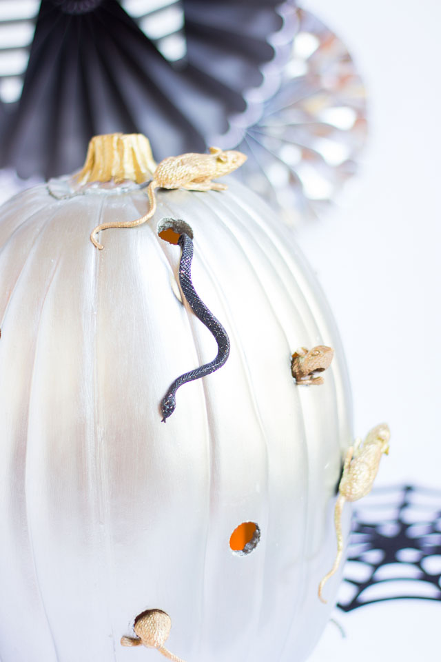 metallic silver and gold pumpkin