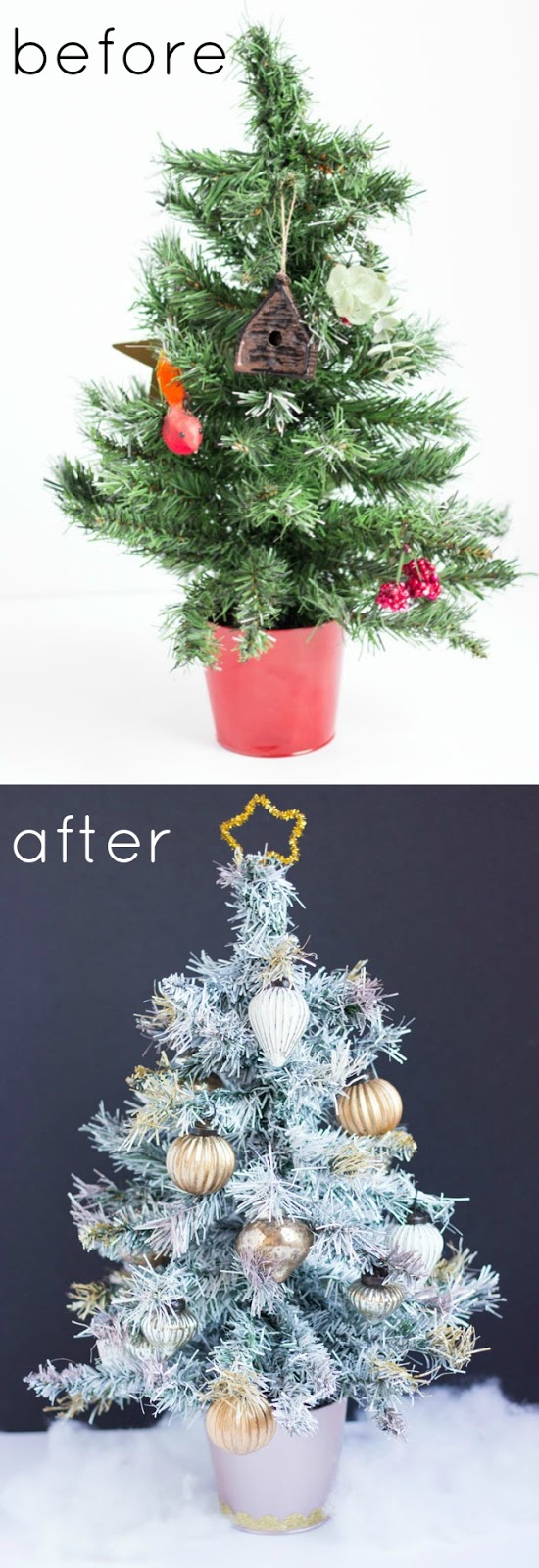 Thrifty DIY: Spray painted Christmas tree makeover 
