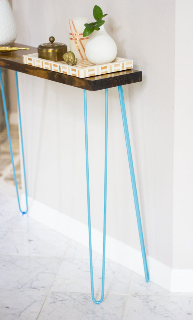 console table with hairpin legs