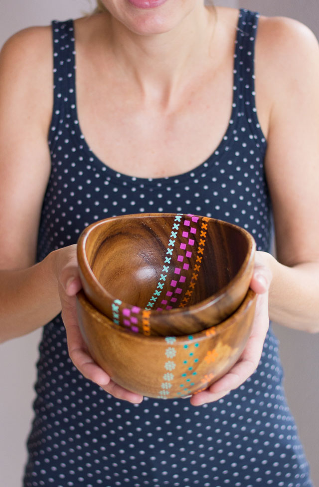 Painted wood bowls