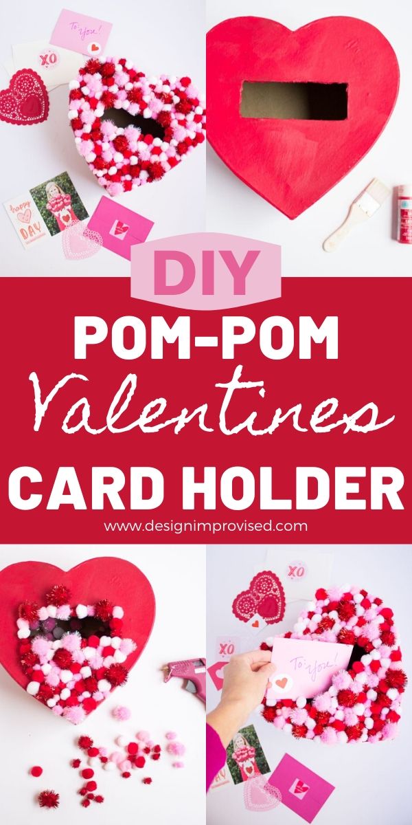 DIY Pom-Pom Heart Valentine Box