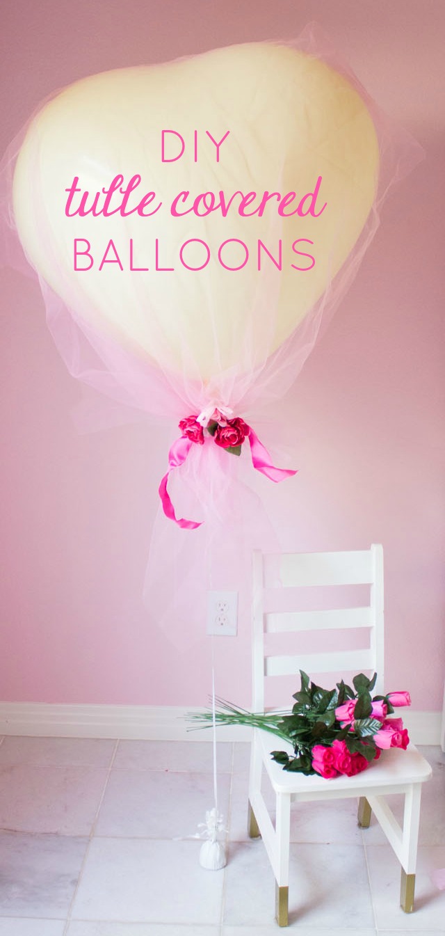 Cover giant heart balloons in tulle for a gorgeous effect!