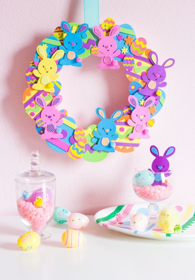 DIY Easter Egg and Bunny Wreath