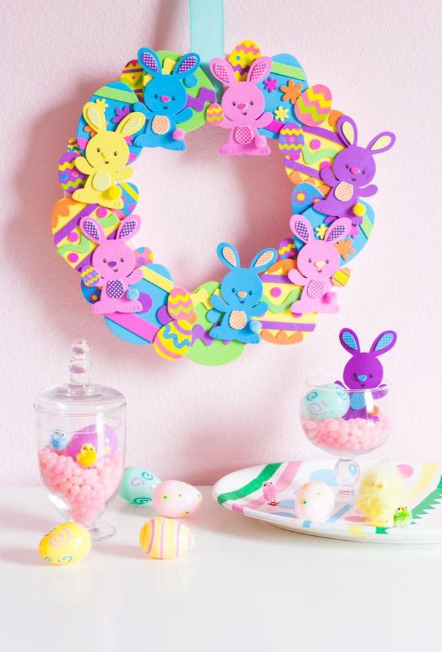 DIY Easter Egg and Bunny Wreath