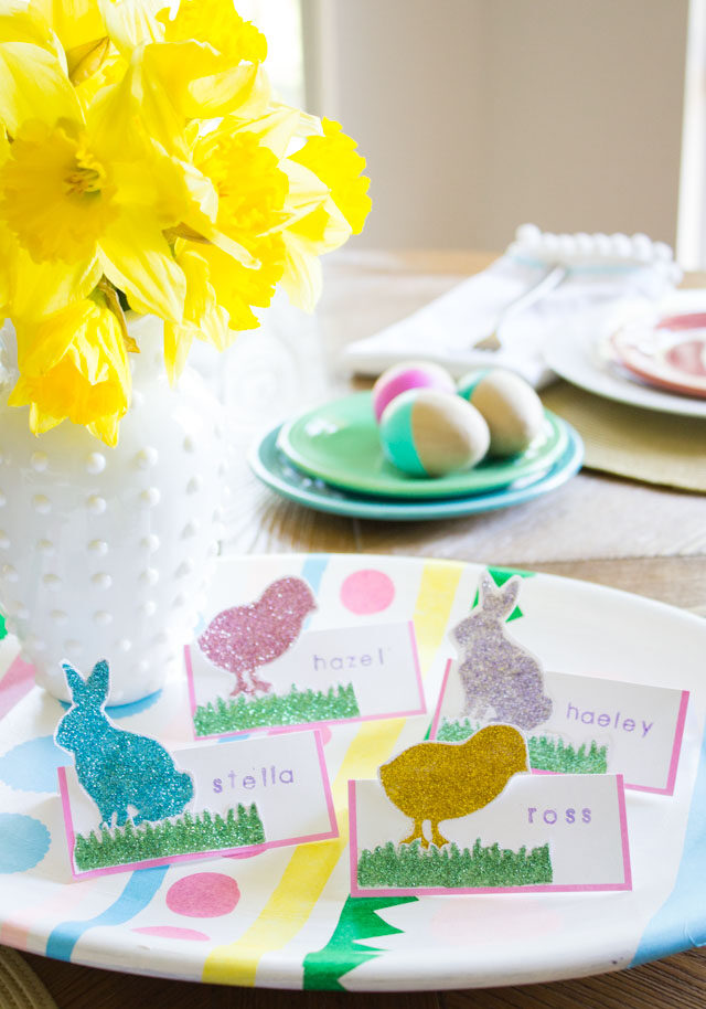 DIY Glittered Easter Place Cards