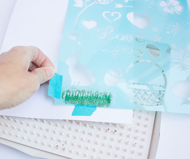 how to stencil with glitter