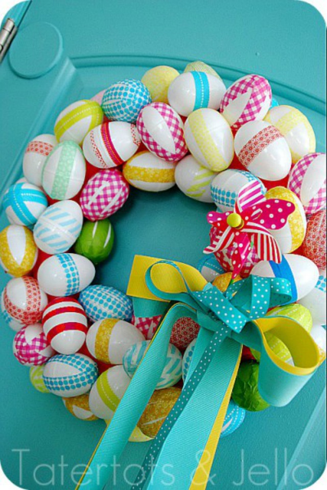DIY Washi Tape Easter Egg Wreath - love this idea!