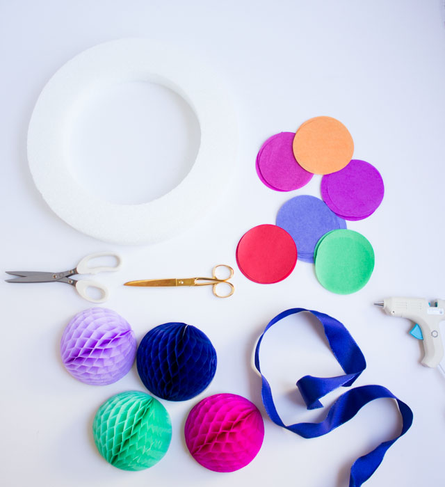 Supplies for DIY summer fiesta wreath