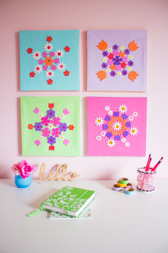 The Easiest DIY Canvas Art Made With Flower Stickers! Design Improvised
