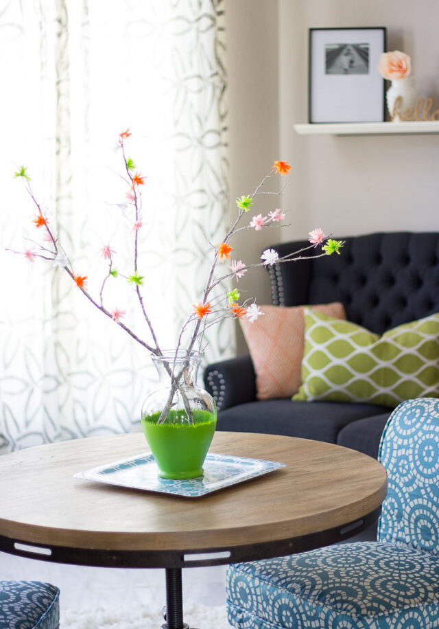 DIY Flowering Branches from Party Streamers!