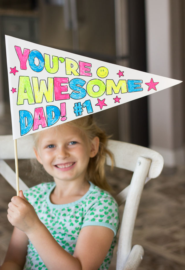 You're Awesome Dad - color your own Father's Day pennants!