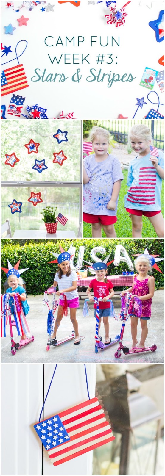 Camp Fun "Stars and Stripes" Week - check out these patriotic crafts and activities for summer camp at home with your kids!