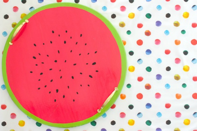 Turn a circular serving tray into a watermelon serving tray!