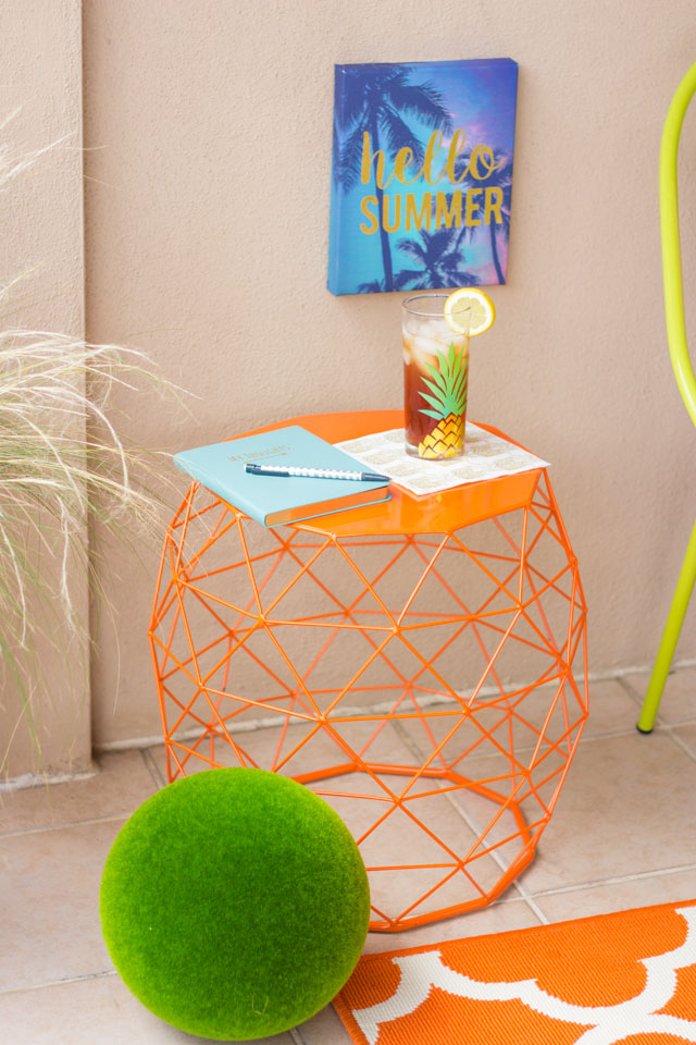 Such a fun orange geometric side table from At Home stores!