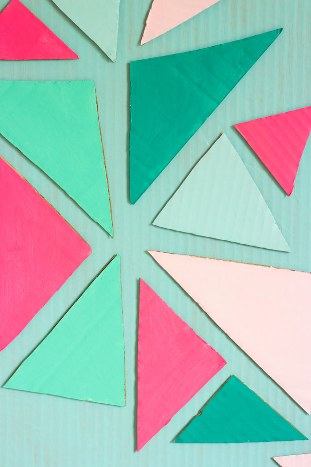 Painted cardboard triangles