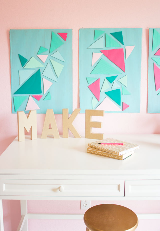 How to make modern cardboard wall art #cardboardcrafts #diywallart #geometricwallart