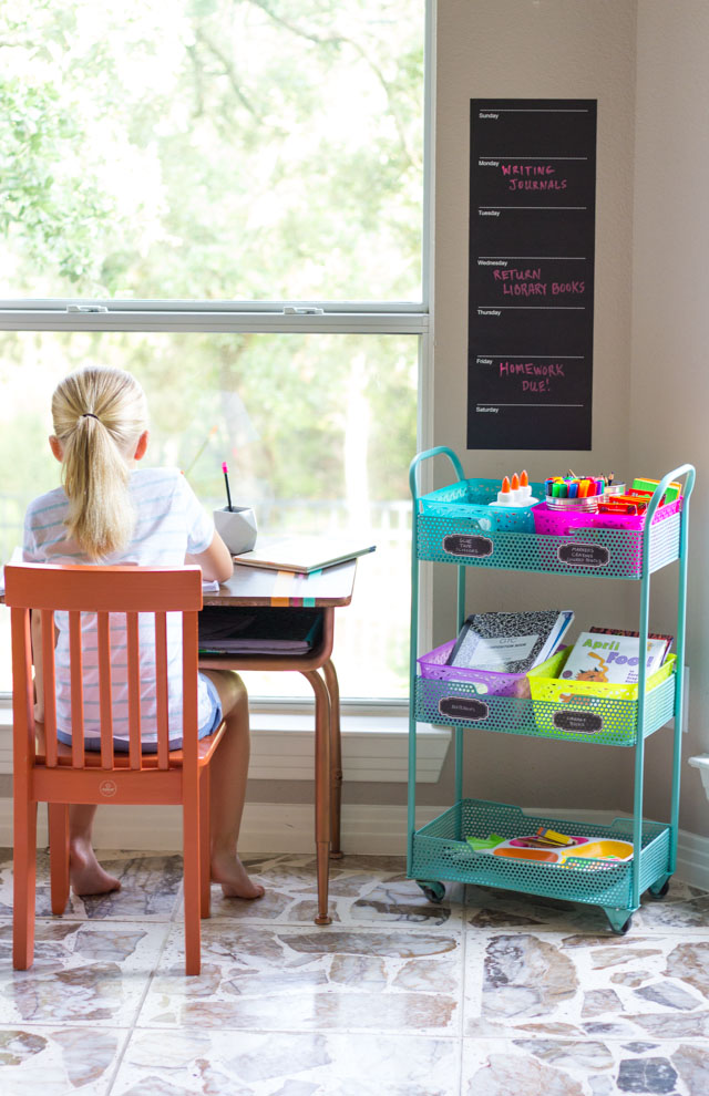 Hanging Homework Station (or craft station!)