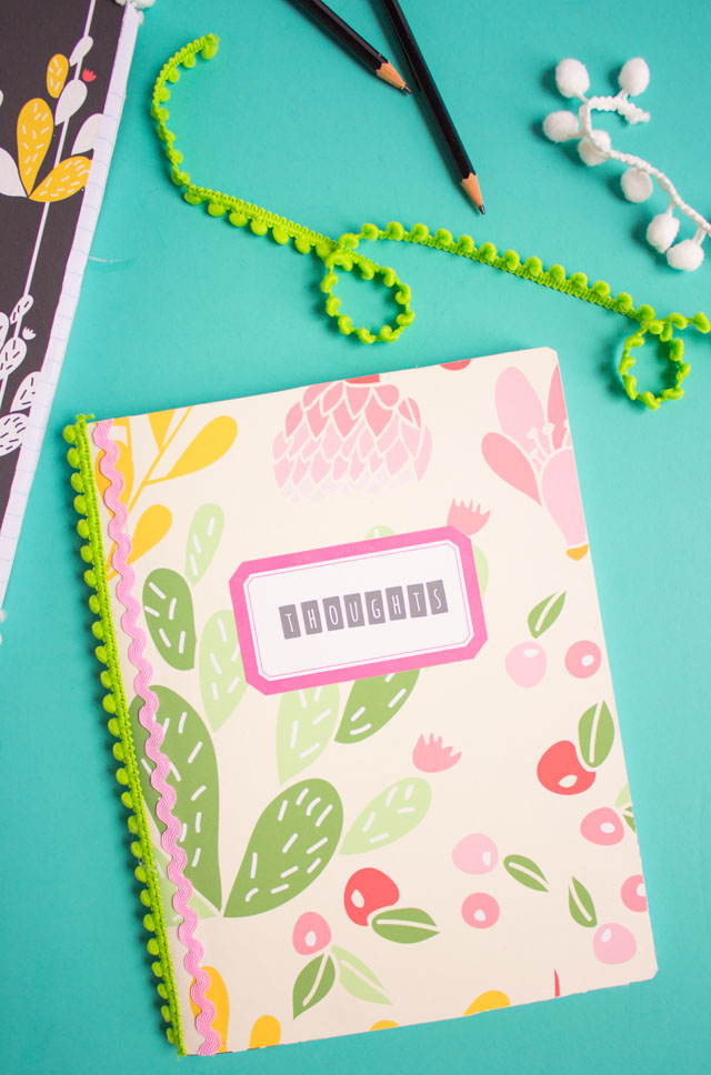 Such an easy way to transform a composition notebook for back-to-school!