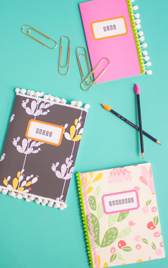 Use removable wallpaper scraps to cover your notebooks - such a fun back-to-school craft!