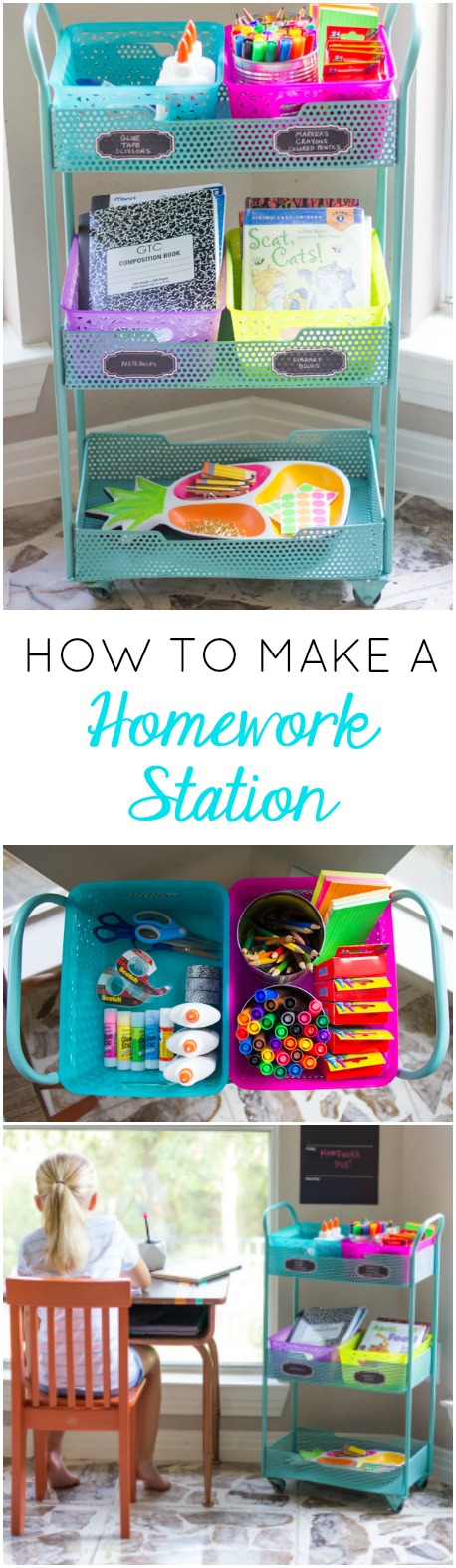 Turn a cart into a DIY homework station - so handy!