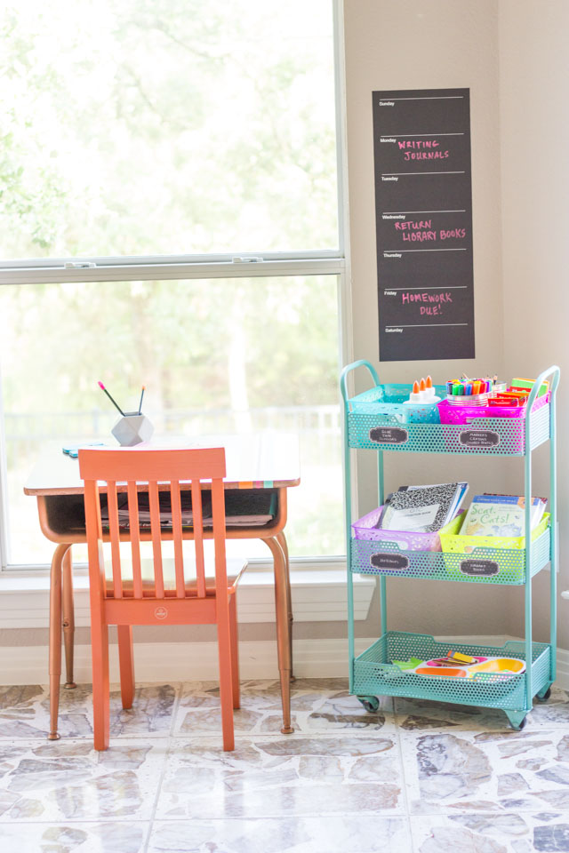 Carve out a spot in your kitchen for a homework station!