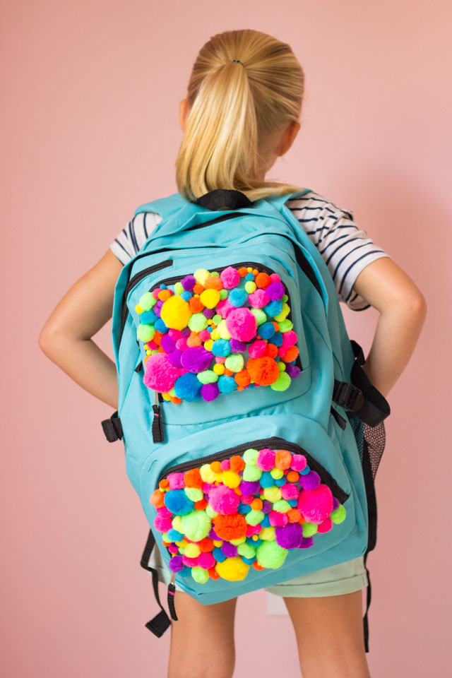 DIY Pom-Pom Backpack - so fun for back-to-school!