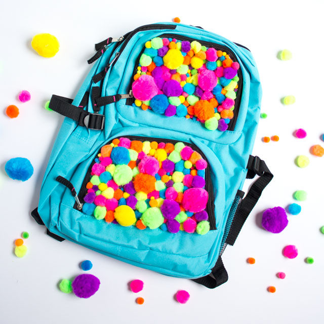 Transform an inexpensive backpack into an awesome pompom backpack!