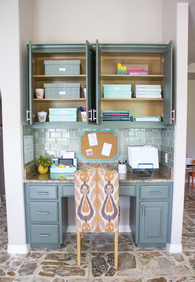 Have a built-in desk area? Here is how to organize it!