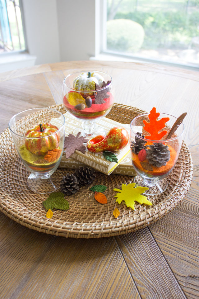 This grouping of terrariums makes such a pretty fall centerpiece!