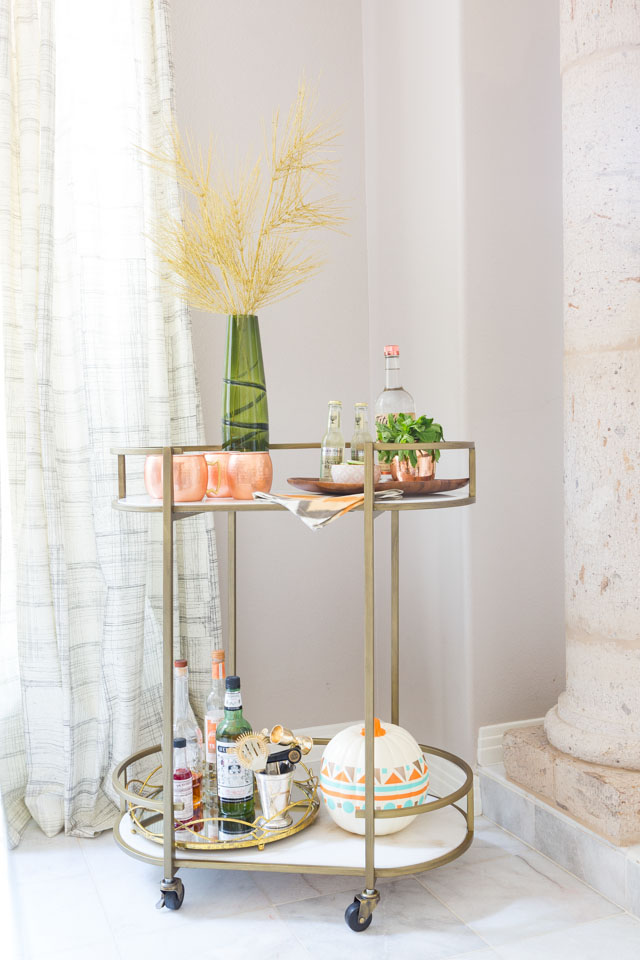 Such a pretty gold and marble bar cart from hayneedle.com!