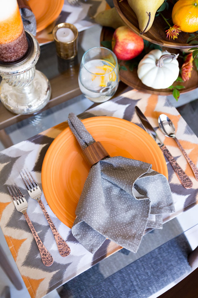 Beautiful fall harvest place setting with items from hayneedle.com