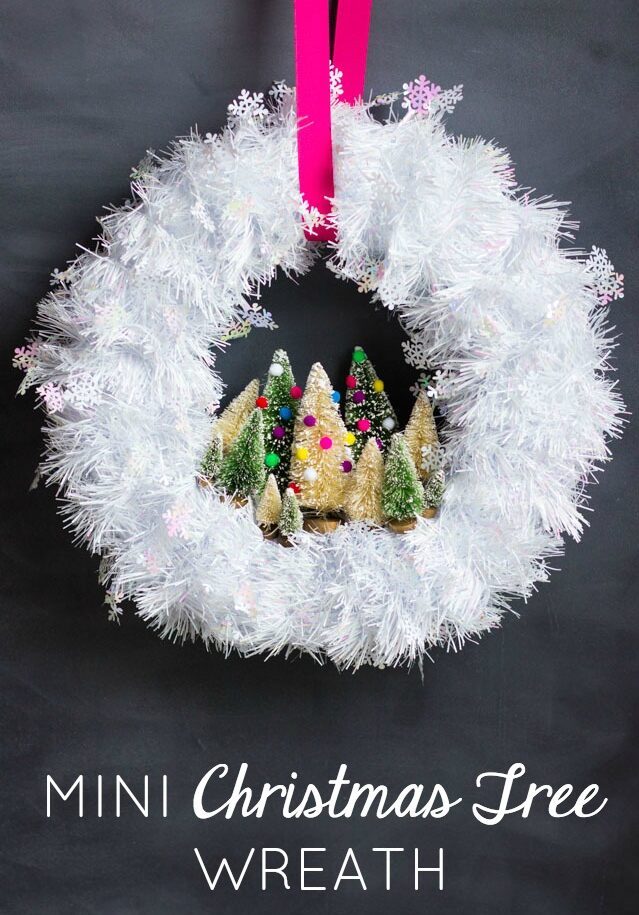 DIY mini christmas tree snow wreath
