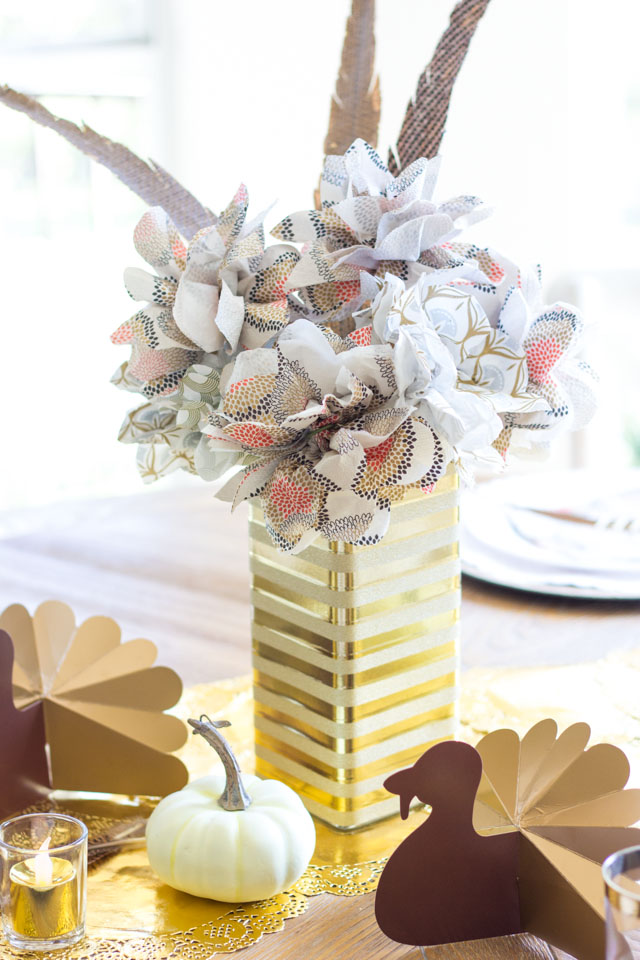 Transform an old glass florist vase with gold washi tape!
