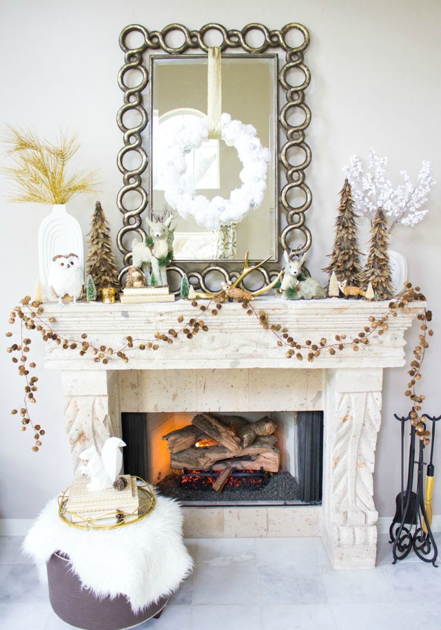 Our Winter Woodland Mantel Decor