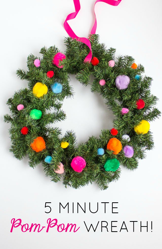 The easiest Christmas wreath ever! You only need 5 minutes to make this sweet pom-pom wreath! The easiest Christmas wreath ever! You only need 5 minutes to make this sweet pom-pom wreath!