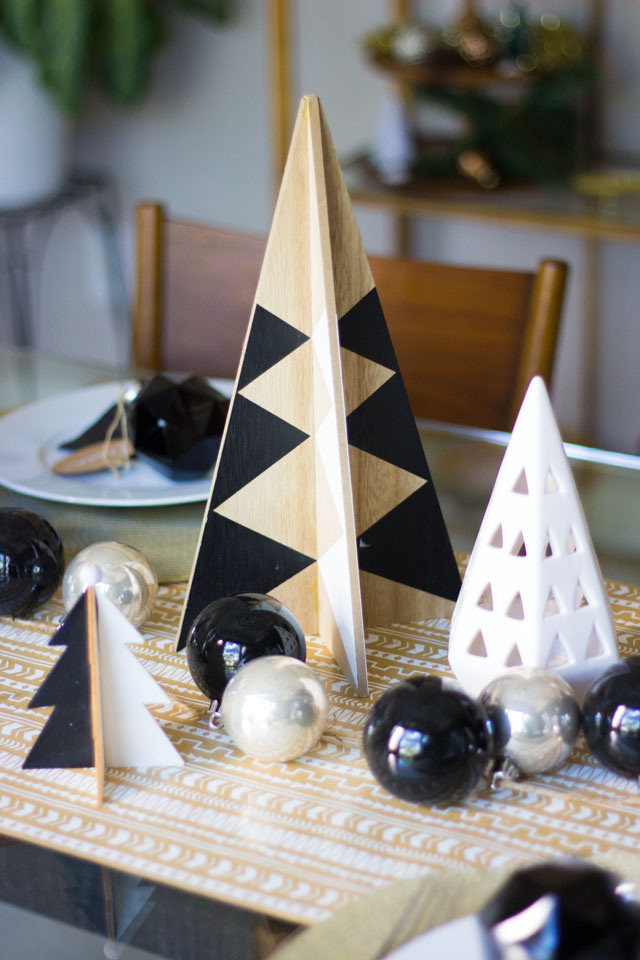 Love these modern black and white triangle Christmas trees!