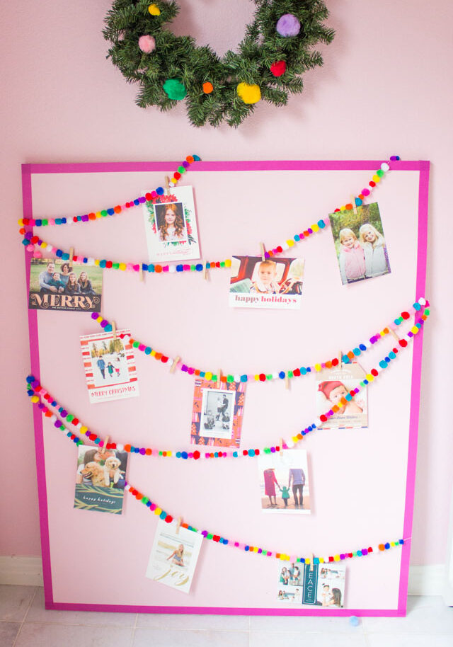 Pom-Pom Garland Christmas Card Display