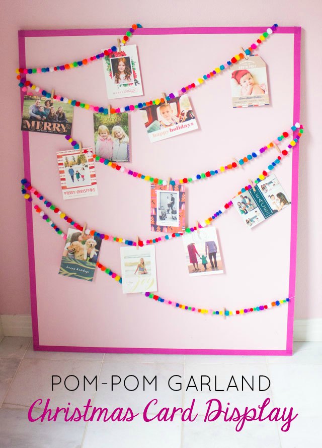 Make this sweet pom-pom garland Christmas card display!