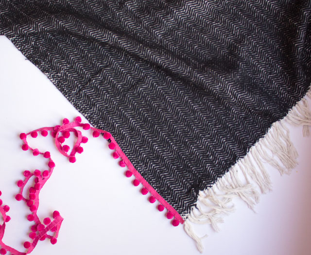 How to add pom-pom fringe to a throw