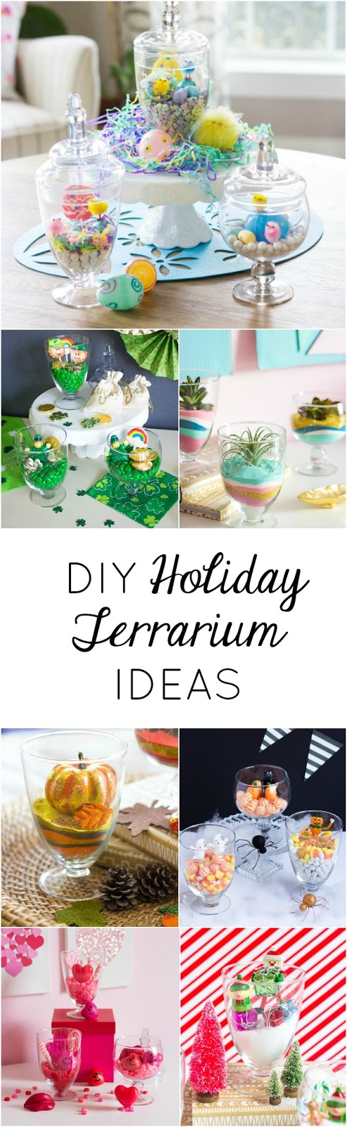 Create the sweetest holiday terrariums throughout the year using the same set of glass jars!